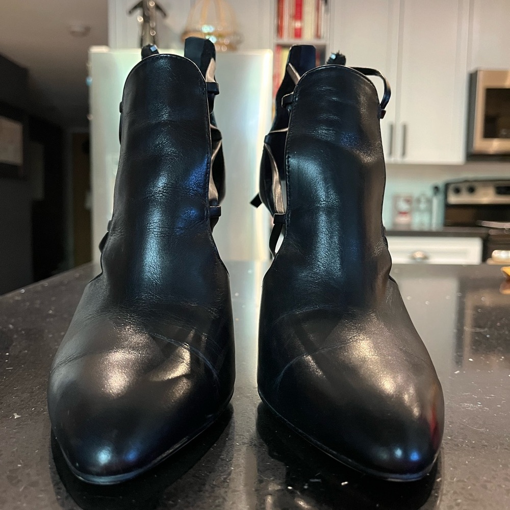 Zara Black Women's Ankle Boots - peep through sides- 37